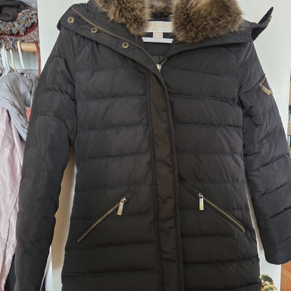 Michael Kors Jackets & Blazers - Michael Kors Black Quilted Puffer Coat with Faux Fur Trim